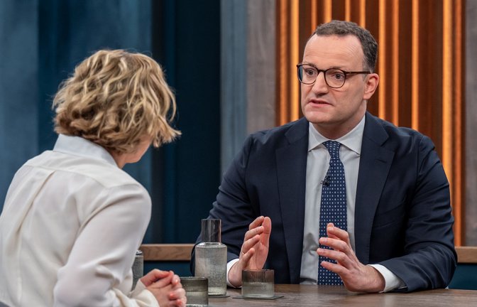 Unionsfraktionschef Jens Spahn bei Caren Miosga.<span class='image-autor'>Foto: ARD/Thomas Ernst</span>