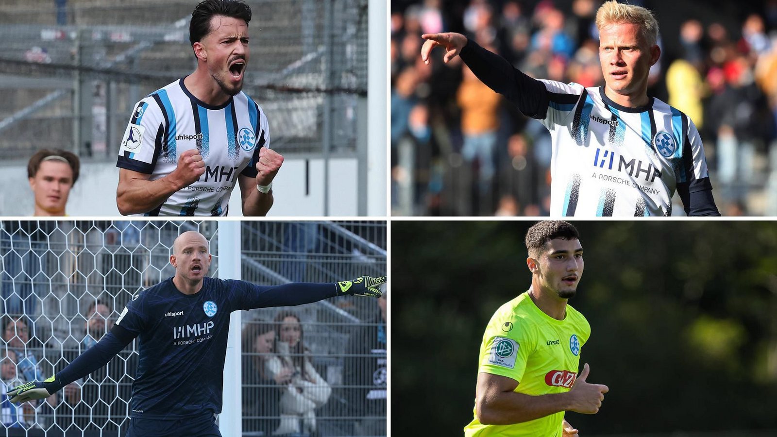 Flamur Berisha, Per Lockl, Ardi Mulaj, Felix Dornebusch (v.o.li. im Uhrzeigersinn): vier Spieler, die man sich auch in der kommenden Saison bei den Stuttgarter Kickers gut vorstellen kann.Foto: Baumann (3), Imago/Lobeca Flamur Berisha, Per Lockl, Ardi Mulaj, Felix Dornebusch (v.o.li. im Uhrzeigersinn): vier Spieler, die man sich auch in der kommenden Saison bei den Stuttgarter Kickers gut vorstellen kann.Foto: Baumann (3), Imago/Lobeca