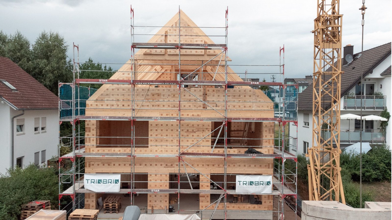 Das erste mehrstöckige Einfamilienhaus mit dem Triqbriq-System ist dieses Jahr in Frankfurt gebaut worden.Foto: Triqbriq/z