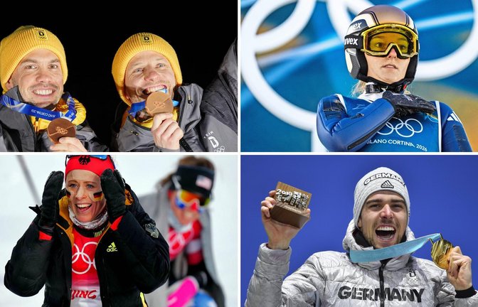 Vier olympische Karrieren gehen zu Ende: Tobias Wendl/Tobias Arlt (o. li.), Katharina Schmid (o. re.), Katharina Hennig Dotzler (u. li) und Johannes Rydzek (u. re.).<span class='image-autor'>Foto: Michael Kappeler/dpa (2), imago (2)</span>