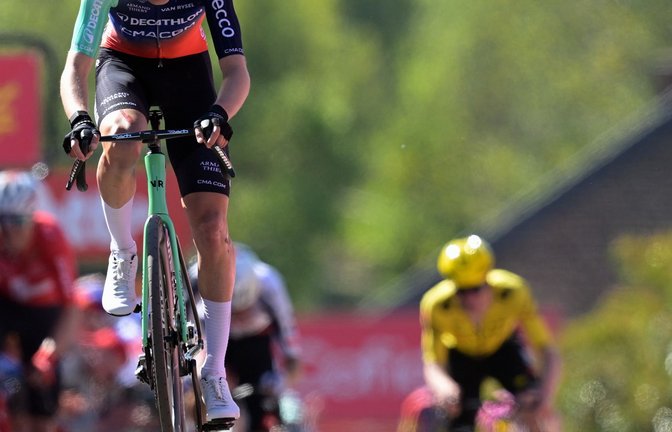 Paul Seixas bei seinem Sieg beim Flèche Wallonne. (Archivbild)<span class='image-autor'>Foto: David Pintens/Belga/dpa</span>