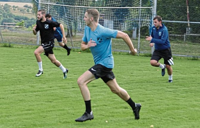 Für die Häfnerhaslacher – unter anderem (von rechts) Sascha Bartholme, Marco Hirsch und Luka Loncar – standen gestern Abend die ersten Sprintübungen auf dem Programm. Foto: Nachreiner