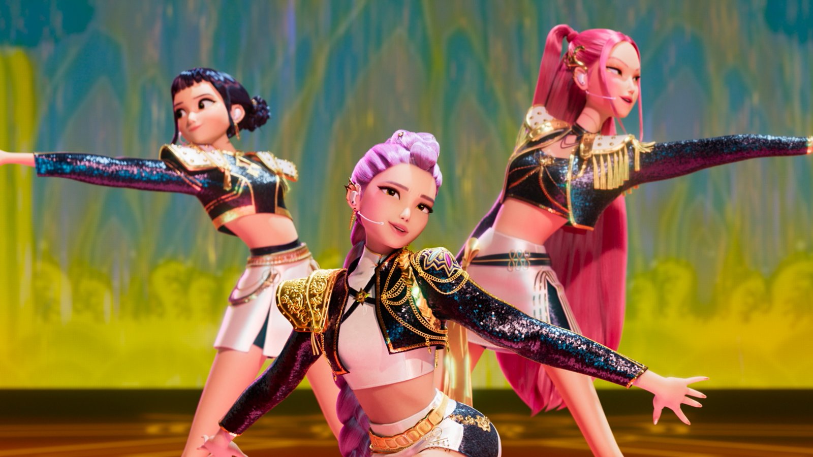 Im Netflix-Film kämpfen die K-Pop-Stars Rumi (Ejae), Mira (Audrey Nuna) und Zoey (Rei Ami) gegen Dämonen.Foto: Netflix Im Netflix-Film kämpfen die K-Pop-Stars Rumi (Ejae), Mira (Audrey Nuna) und Zoey (Rei Ami) gegen Dämonen.Foto: Netflix