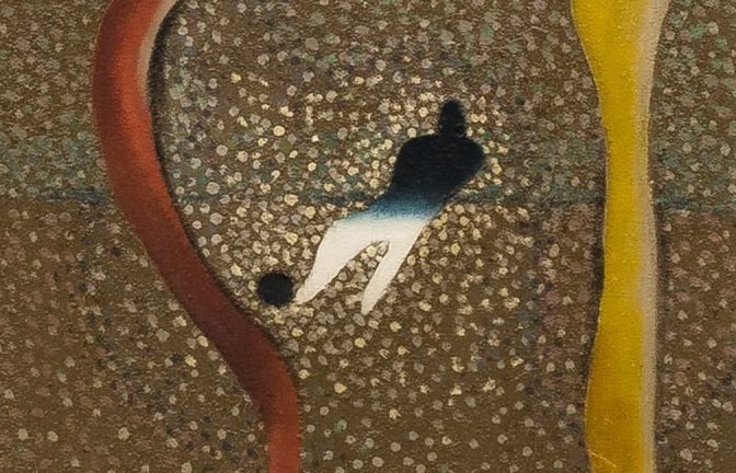 Willi Baumeister, Fußballspieler, 1934 - Bild in der Ausstellung "Visionäre der Moderne", Galerie Schlichtenmaier, Stuttgart, 2026<span class='image-autor'>© Willi Baumeister / VG Bild-Kunst, Bonn</span>