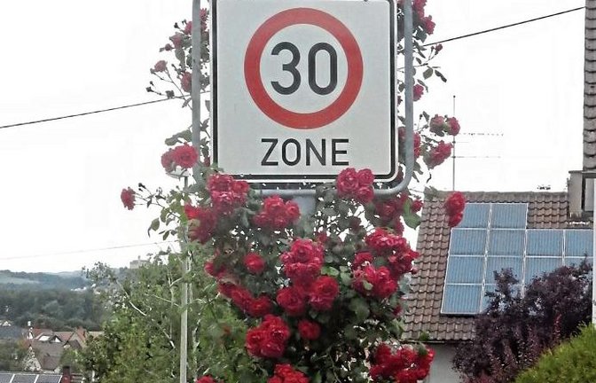 Sag’s mit Rosen: Hier beginnt die 30er-Zone. Gesehen von Albert Arning in Enzweihingen.