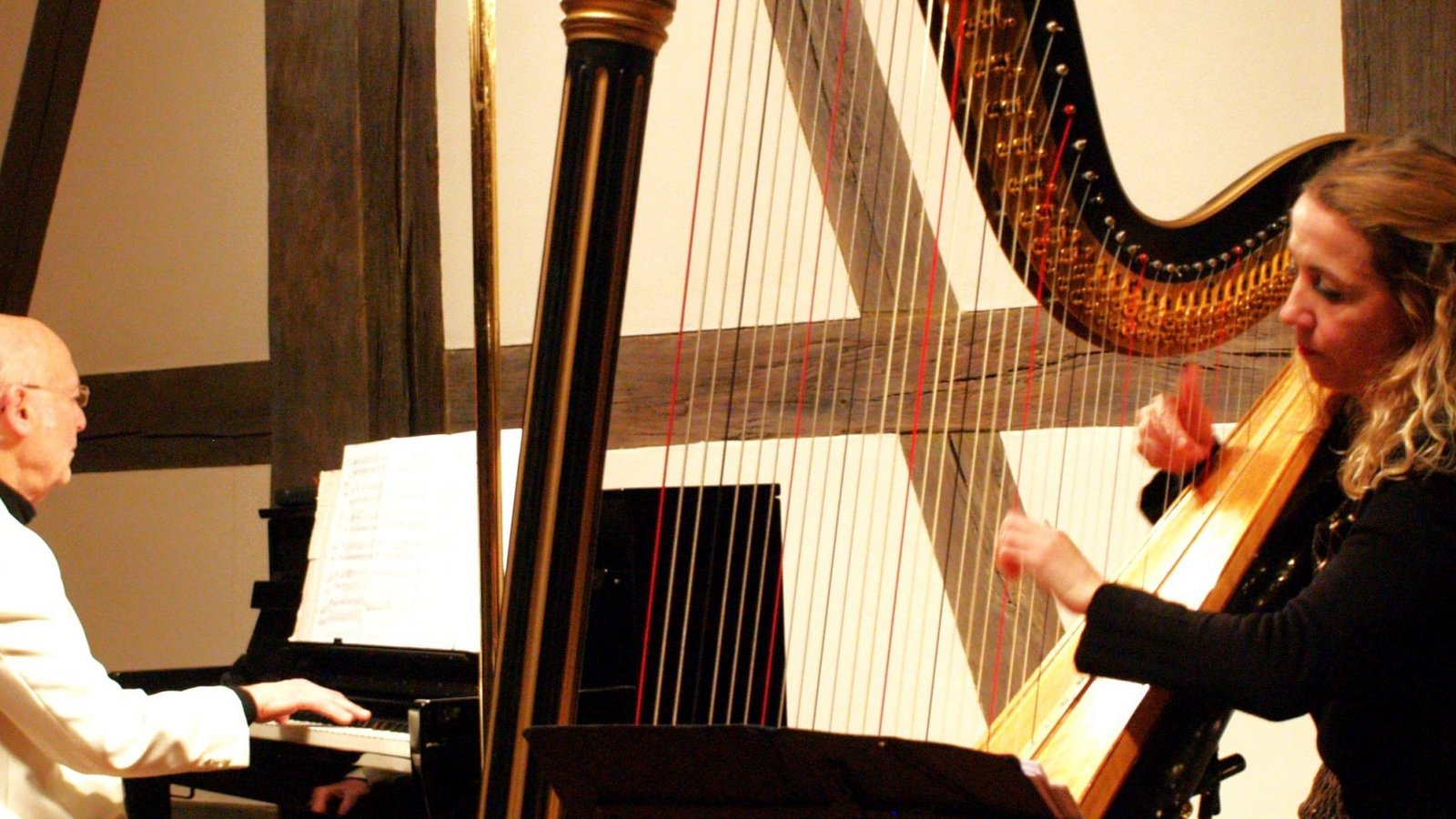 Zwei, die wissen, was sie tun: Pianist Heiner Costabel begleitet die Harfenistin Emilie Jaulmes. Foto: Filitz Zwei, die wissen, was sie tun: Pianist Heiner Costabel begleitet die Harfenistin Emilie Jaulmes. Foto: Filitz