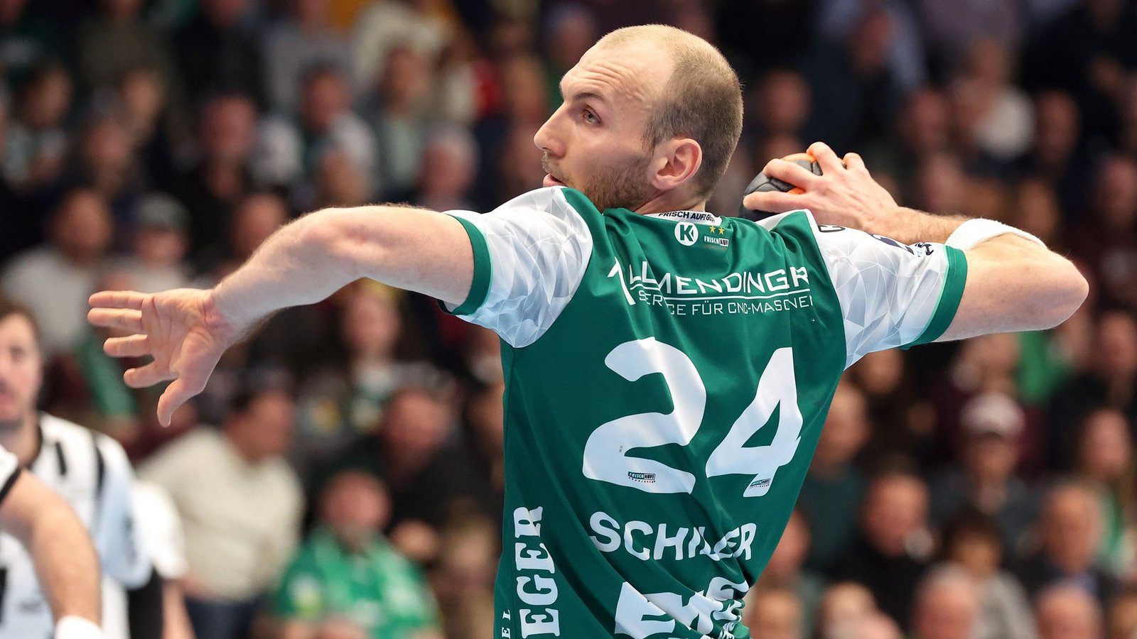 Linksaußen Marcel Schiller: Der 34-Jährige ist der Toptorjäger von Handball-Bundesligist Frisch Auf Göppingen.Foto: Pressefoto Baumann