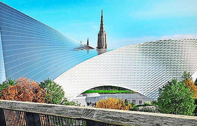 „Sattelpunkt“ nennt Libeskind sein Gestaltungsprinzip. Es lasse das Gebäude organisch von einem Ort aus wachsen.<span class='image-autor'>Foto: Studio Libeskind/Studio Libeskind</span>
