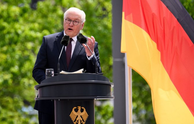 Steinmeier hält beim Festakt zu 75 Jahre Grundgesetz    eine denkwürdige Rede.<span class='image-autor'>Foto: dpa/Bernd von Jutrczenka</span>