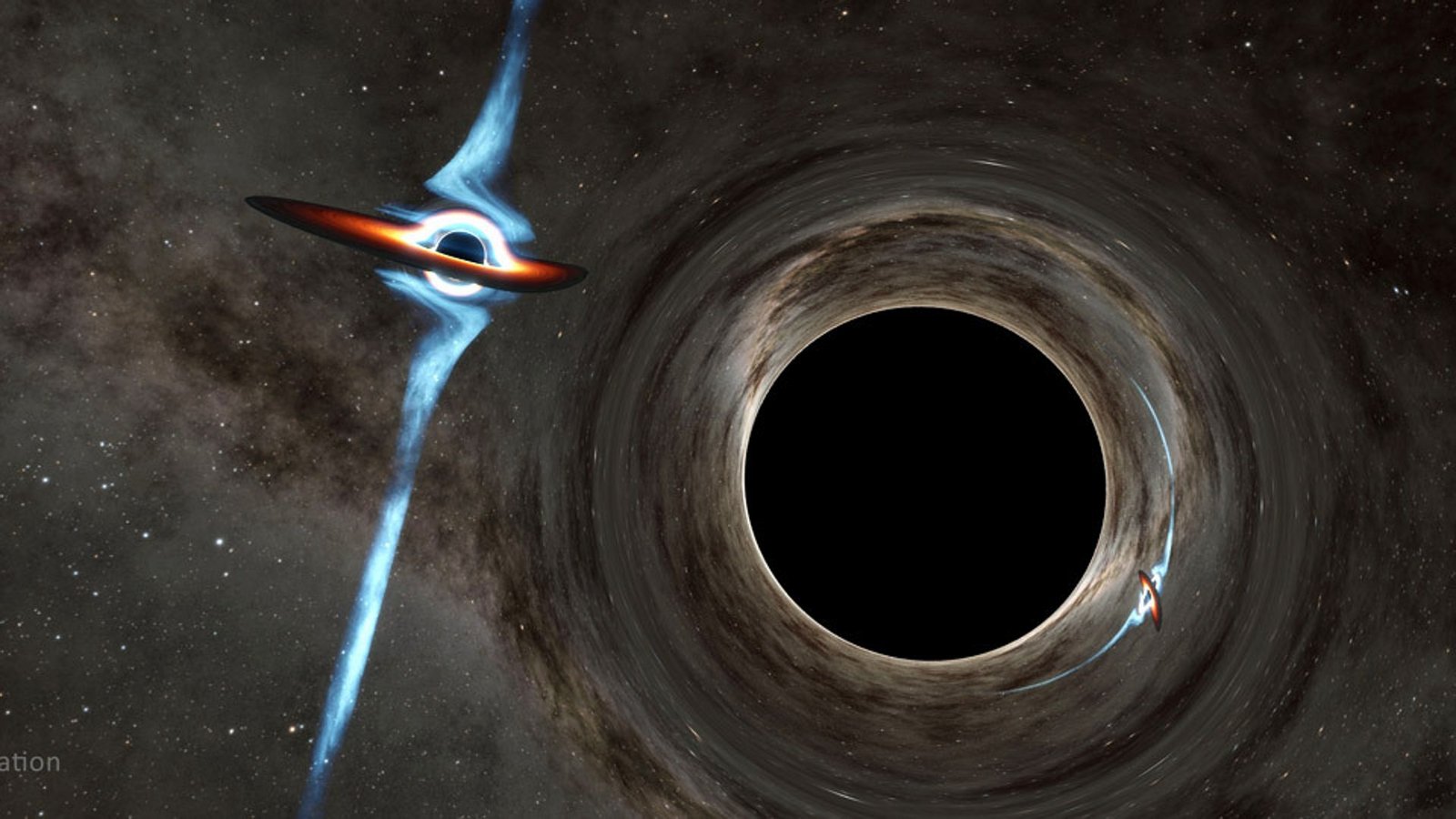 Nahe am zentralen Schwarzen Loch der Milchstraße, Sagittarius A*, könnte noch ein zweites, kleineres Schwarzes Loch liegen.Foto: © Caltech-IPAC