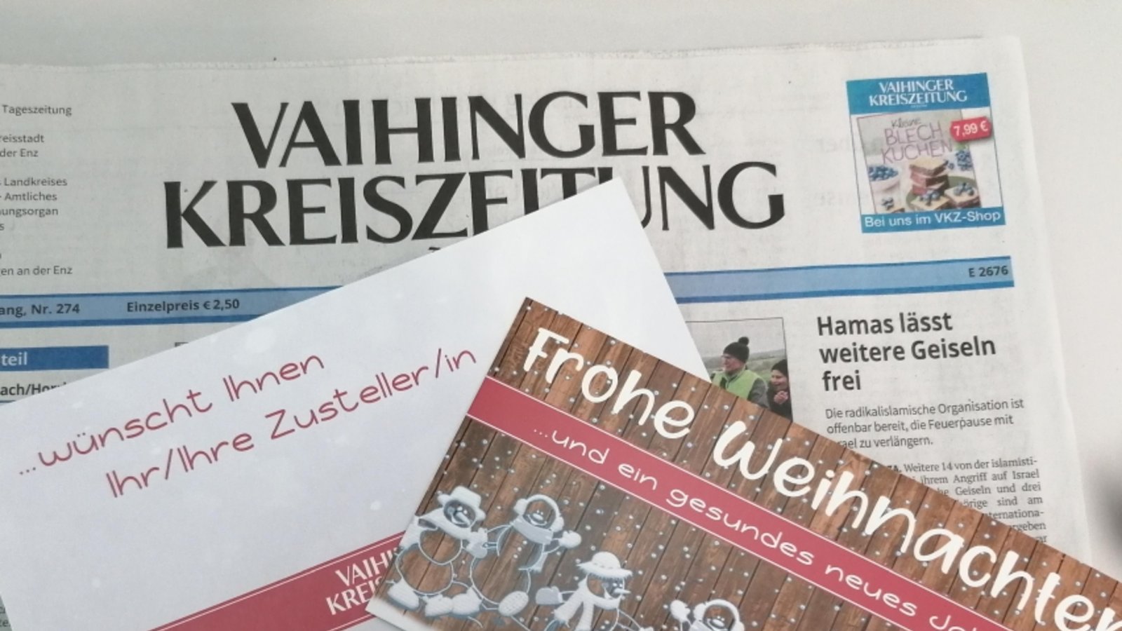 An Weihnachten legen die Zusteller der VKZ persönliche Grußkarten bei.