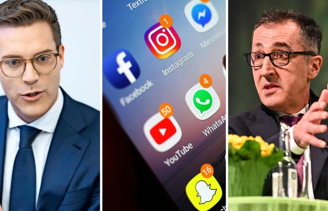 CDU-Spitzenkandidat Manuel Hagel ist gegen ein Social-Media-Verbot, sein Konkrahent Cem Özdemir von den Grünen dafür.<span class='image-autor'>Foto: Yui Mok/PA Wire/dpa</span>