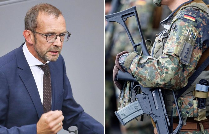 Der Vorsitzende des Verteidigungsausschusses, Thomas Röwekamp (CDU) (Archivbild).<span class='image-autor'>Foto: IMAGO/dts Nachrichtenagentur/IMAGO/dts Nachrichtenagentur (li.)/ Henning Kaiser/dpa (re.)</span>