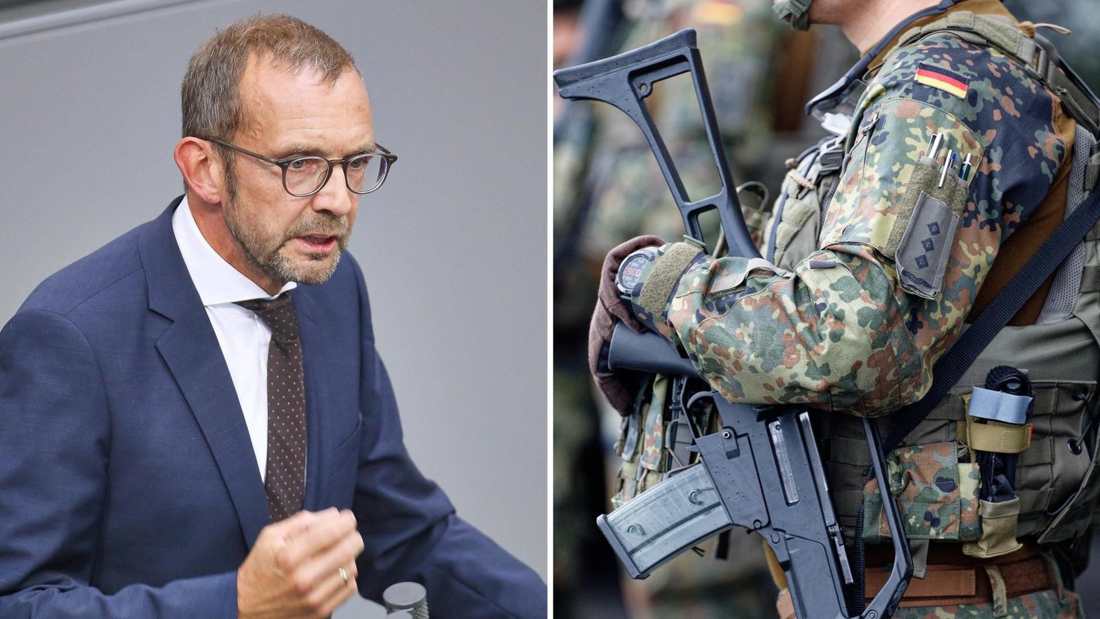 Der Vorsitzende des Verteidigungsausschusses, Thomas Röwekamp (CDU) (Archivbild).Foto: IMAGO/dts Nachrichtenagentur/IMAGO/dts Nachrichtenagentur (li.)/ Henning Kaiser/dpa (re.)