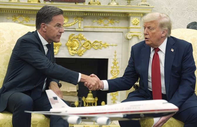 Nato-Generalsekretär Rutte und US-Präsident Trump am Montag in Washington.<span class='image-autor'>Foto: AP/dpa/Evan Vucci</span>