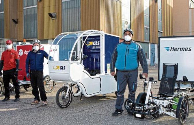 Die Paketauslieferung per Lastenfahrrad wird ab sofort in Ludwigsburg erprobt.  Foto: p