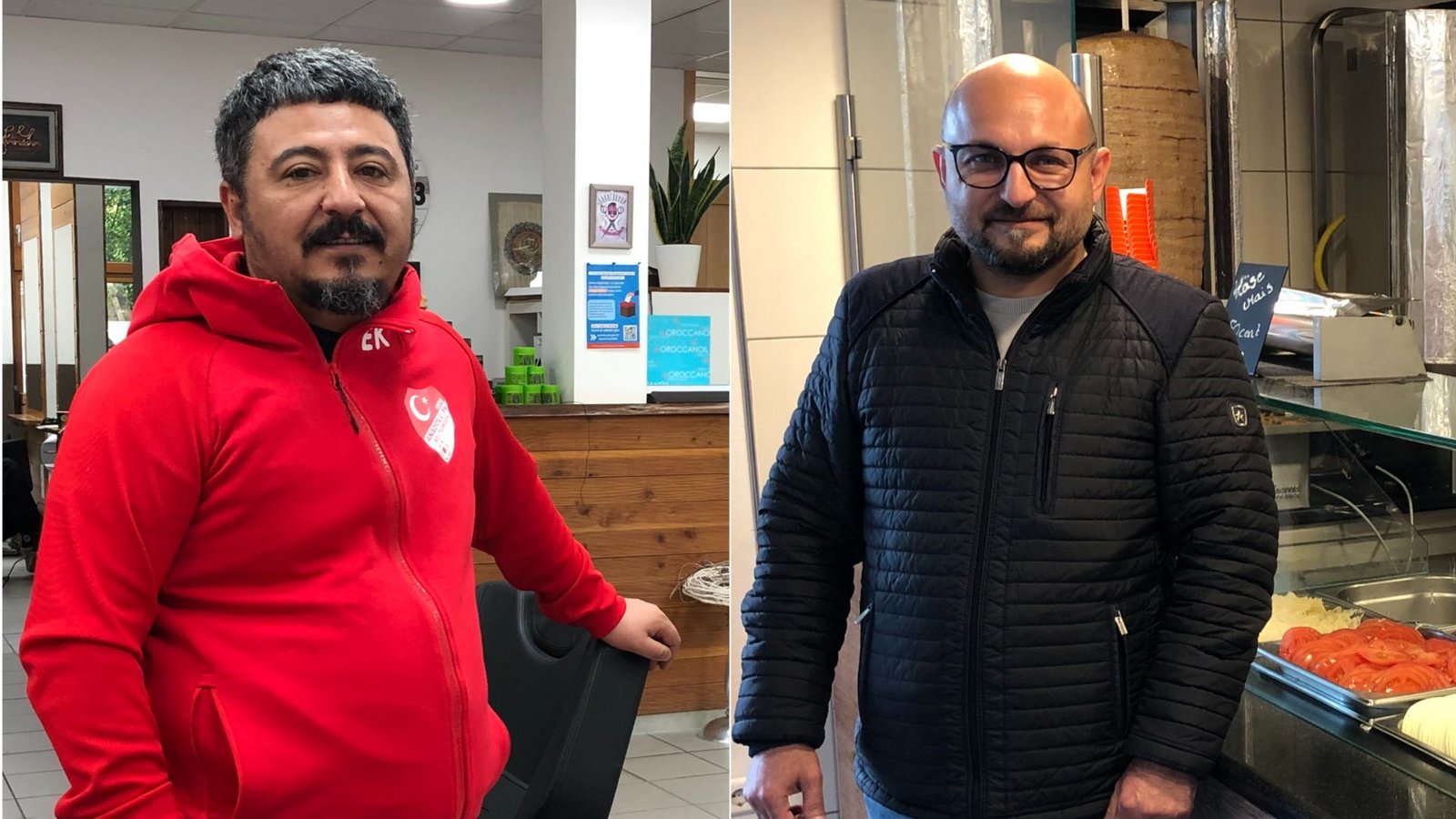 Eyüp Karadavut (links) drückt Präsident Erdogan die Daumen, Mohammed Yildirim hofft auf einen Machtwechsel in der Türkei.Foto: /Florian Dürr Eyüp Karadavut (links) drückt Präsident Erdogan die Daumen, Mohammed Yildirim hofft auf einen Machtwechsel in der Türkei.Foto: /Florian Dürr