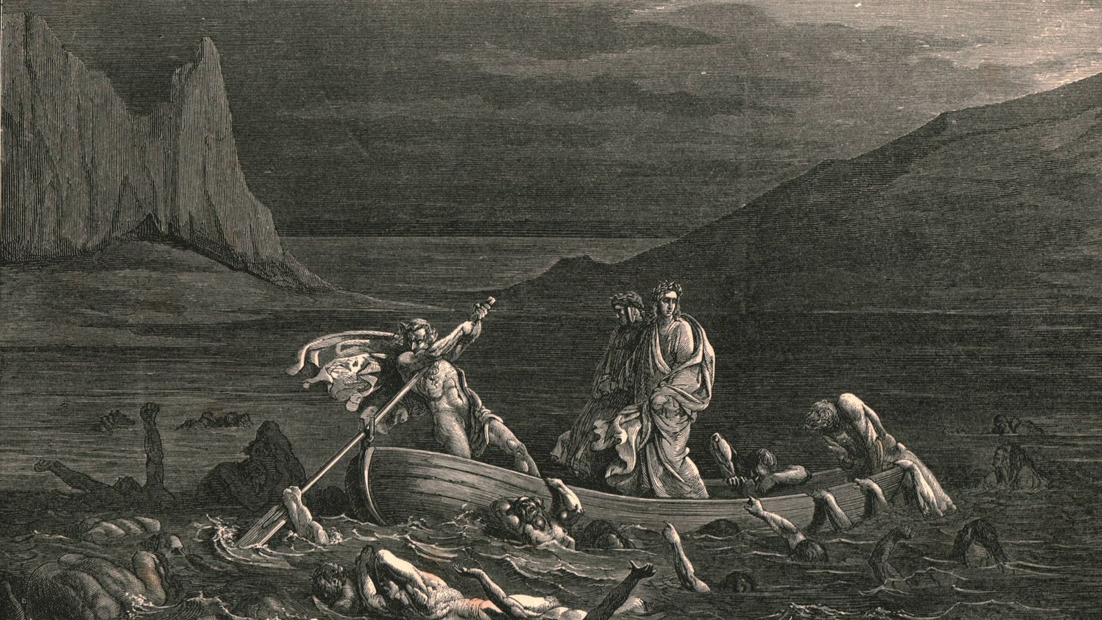 Fahrt in die Unterwelt: Der Fährmann Charon bringt den Dichter Dante Alighier über den Styx, der die Ober- von der Unterwelt trennt (Druck aus der Holzstichsammlung von Gustave Doré zu Dantes „Göttliche Komödie“/„Divina Commedia“ von 1861).Foto: Imago/Heritage Imag/s Fahrt in die Unterwelt: Der Fährmann Charon bringt den Dichter Dante Alighier über den Styx, der die Ober- von der Unterwelt trennt (Druck aus der Holzstichsammlung von Gustave Doré zu Dantes „Göttliche Komödie“/„Divina Commedia“ von 1861).Foto: Imago/Heritage Imag/s