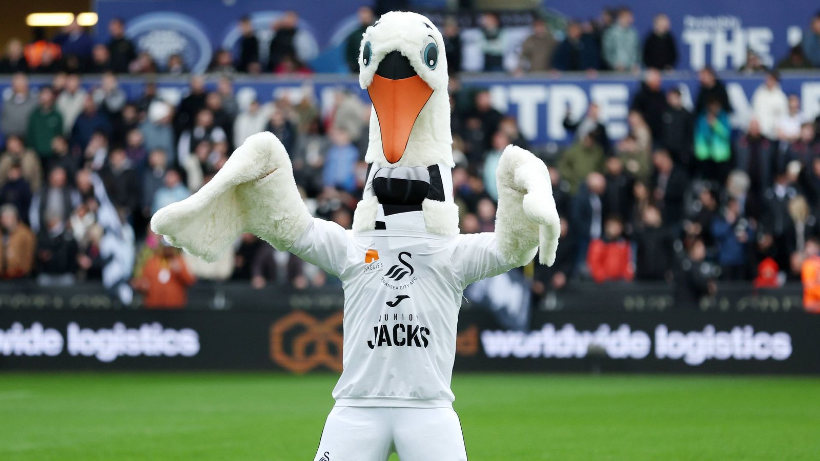 Dass Swansea Sea, Zweitligist aus Wales, einen Schwan als Maskottchen hat, ist angesichts des Namens der Stadt wenig überraschend. Dennoch mutet das Outfit doch etwas skurril an.Foto: IMAGO/PA Images Dass Swansea Sea, Zweitligist aus Wales, einen Schwan als Maskottchen hat, ist angesichts des Namens der Stadt wenig überraschend. Dennoch mutet das Outfit doch etwas skurril an.Foto: IMAGO/PA Images