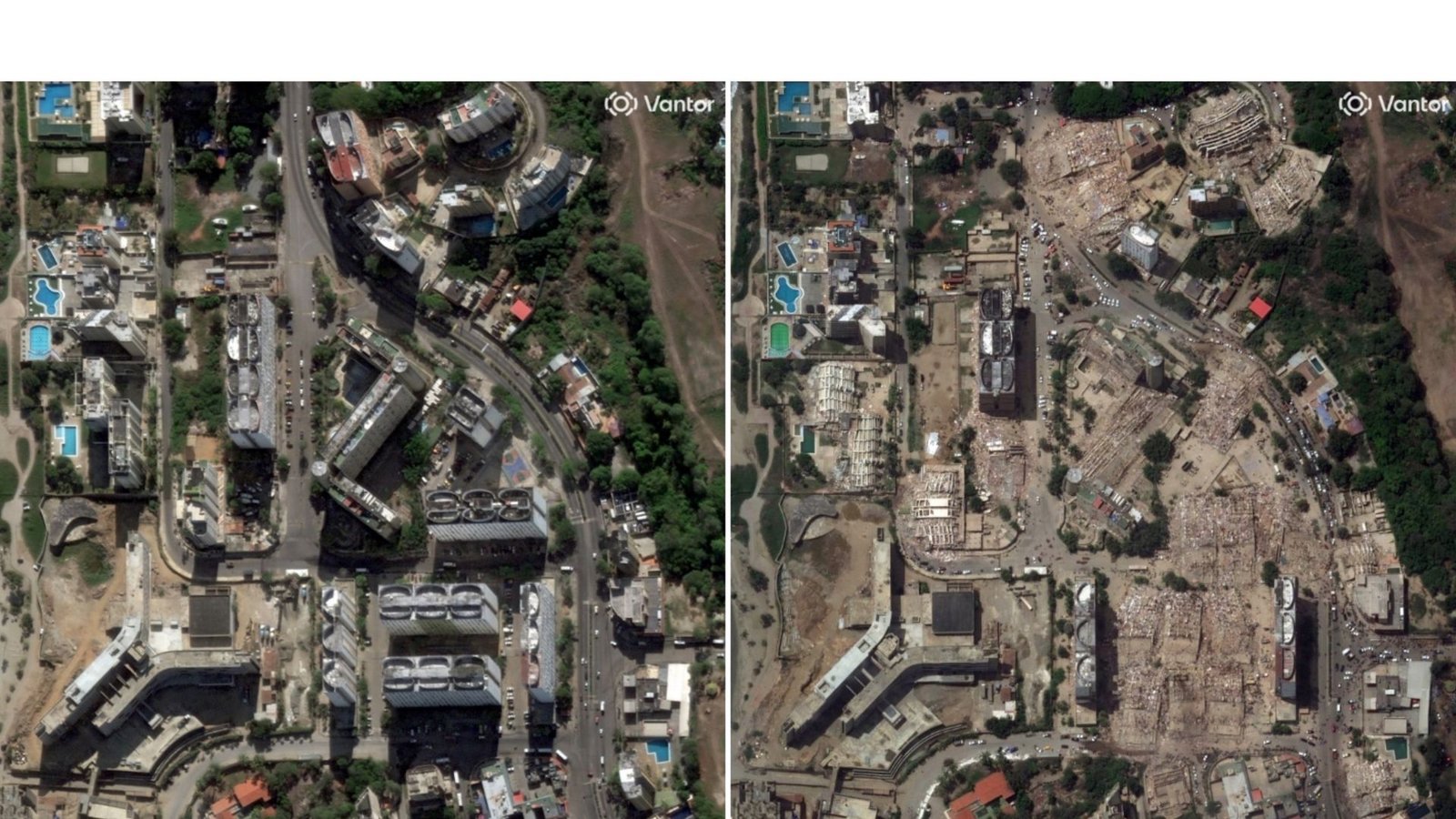 Früher und heute: Die Erdbeben haben verheerende Schäden verursacht.Foto: Uncredited/Satellite image ©2026 Vantor/AP/dpa Früher und heute: Die Erdbeben haben verheerende Schäden verursacht.Foto: Uncredited/Satellite image ©2026 Vantor/AP/dpa