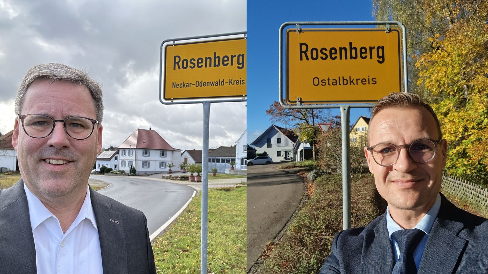 Ralph Matousek (links), Bürgermeister des badischen Rosenberg, und Amtskollege Tobias Schneider in der gleichnamigen württembergischen Gemeinde.Foto: privat Ralph Matousek (links), Bürgermeister des badischen Rosenberg, und Amtskollege Tobias Schneider in der gleichnamigen württembergischen Gemeinde.Foto: privat