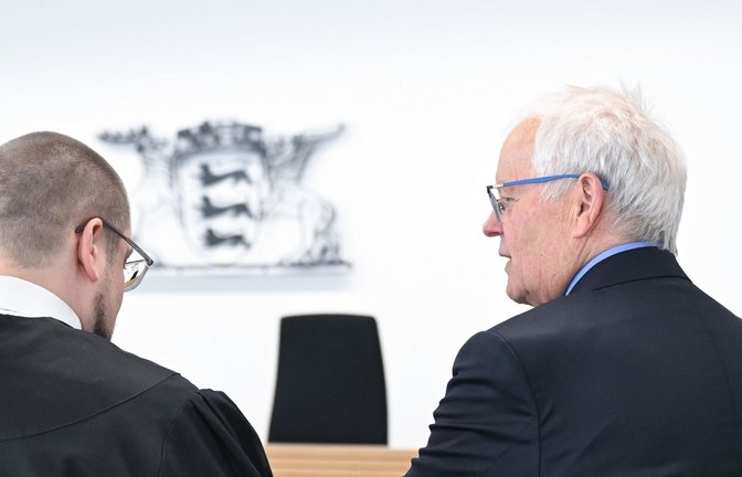 Landeschef Emil Sänze (rechts) und AfD-Anwalt Christian Conrad.<span class='image-autor'>Foto: dpa/Bernd Weißbrod</span>
