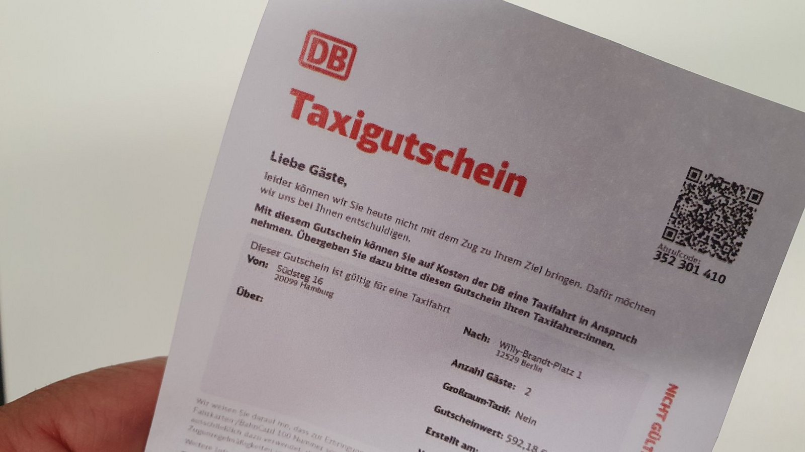 Manche Schaffner können solche Gutscheine im Notfall schon ausdrucken, aber nicht alle.Foto: Wein Manche Schaffner können solche Gutscheine im Notfall schon ausdrucken, aber nicht alle.Foto: Wein