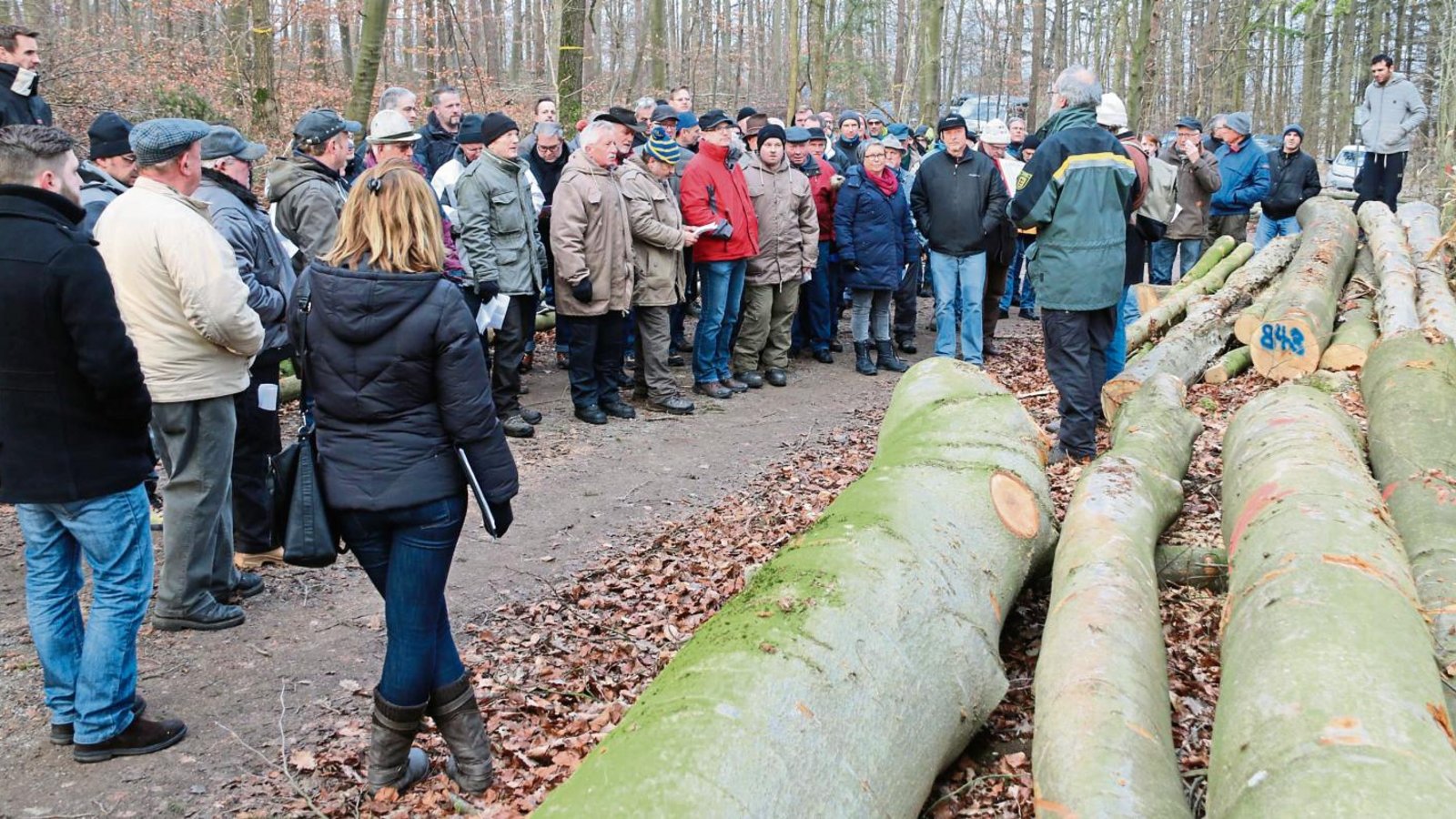 Rund eineinhalb Kilometer müssen die Käufer bei der Holzversteigerung in Nussdorf marschieren. Fotos: Bögel Rund eineinhalb Kilometer müssen die Käufer bei der Holzversteigerung in Nussdorf marschieren. Fotos: Bögel
