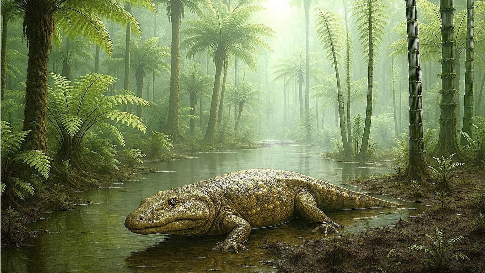 Vor mehr als 200 Millionen Jahren gingen in Bayern riesige Lurche wie Cyclotosaurier auf Beutefang.Foto: Dr. Matthias Kranner