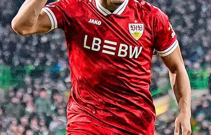 VfB-Spieler Jamie Leweling freut sich über sein Tor  im Hinspiel gegen Celtic.<span class='image-autor'>Foto: /Steinsiek</span>