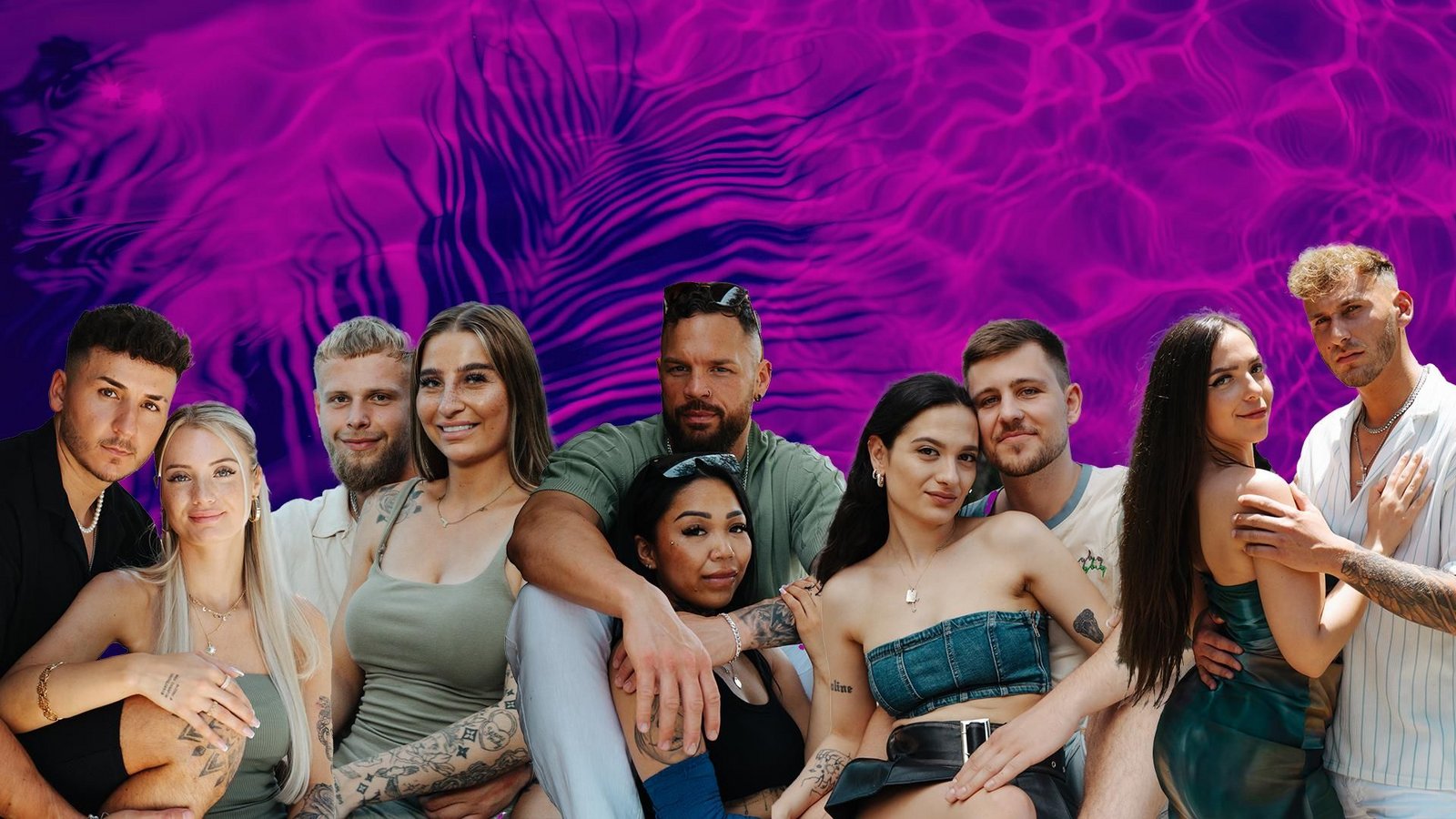 V.l.: Enrico, Saskia, Patrick, Natalie, Hillary, Jamy, Raffaela, Jeremy, Danka und Kevin.Foto: RTL
