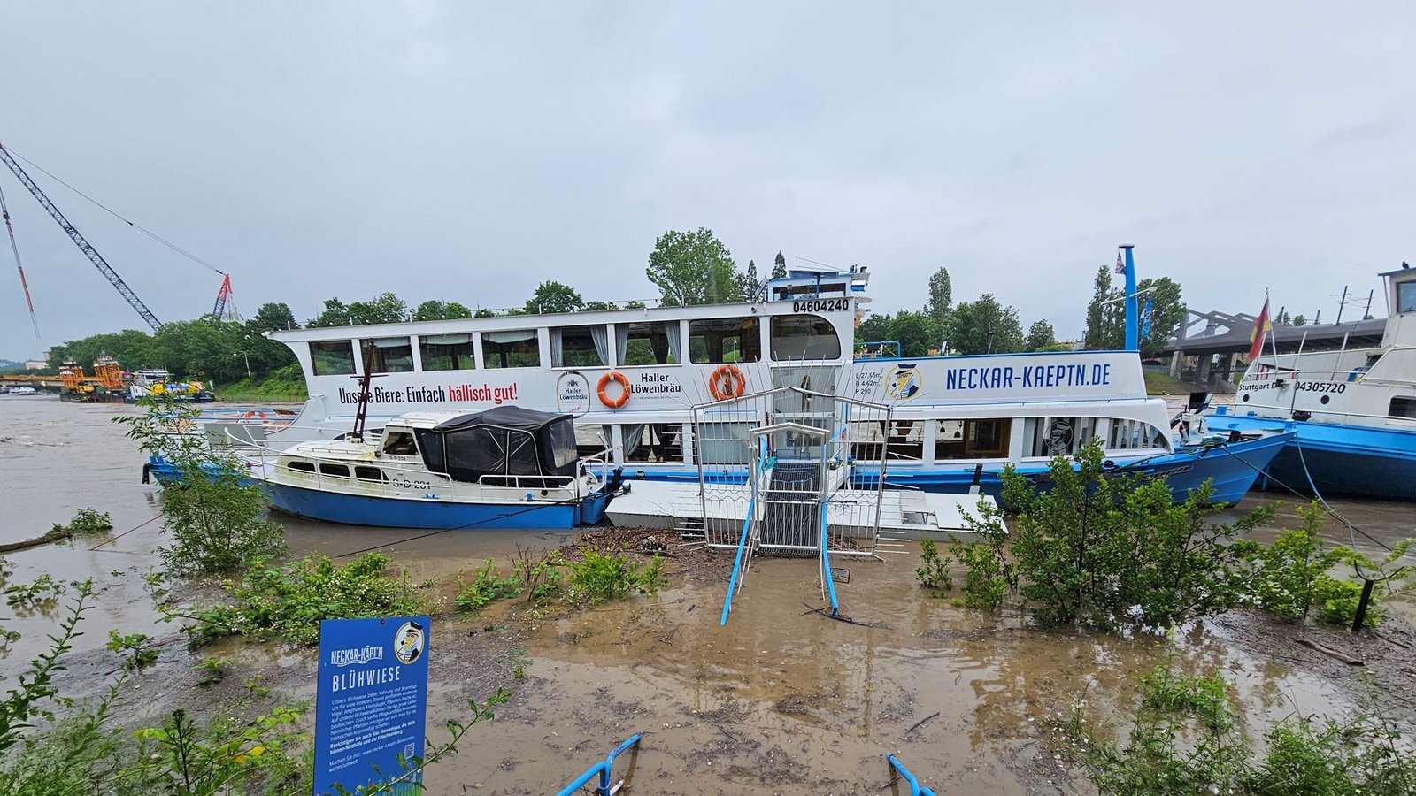 ... des Neckar-Käptn’s war aufgrund der Fluten nicht mehr begehbar.Foto: Fotoagentur Stuttgart/Andreas Rosar
