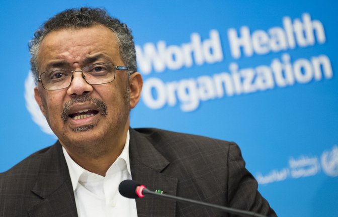 WHO-Generaldirektor Tedros Adhanom Ghebreyesus im Januar 2020 bei der Verkündung der weltweiten Notlage durch Covid-19<span class='image-autor'>Foto: dpa/Jean-Christophe Bott</span>
