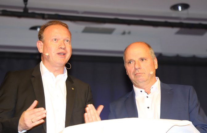 Überlingens Oberbürgermeister Jan Zeitler und sein bekanntester Herausforderer, der Grüne Martin Hahn.<span class='image-autor'>Foto: /Holger Kleinstück</span>