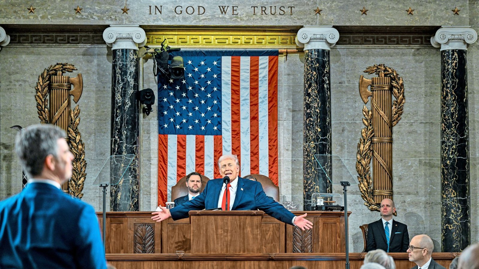 US-Präsident Donald Trump hält die Rede zur Lage der Nation vor einer  Sitzung des Kongresses im US-Kapitol.Foto: Kenny Holston/Pool The New York /Kenny Holston