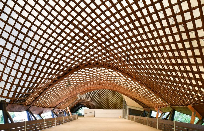 Wird für viele Millionen Euro saniert – die Multihalle Mannheim  mit der   größten freitragenden Holzgitterschalenkonstruktion der Welt, entworfen von Frei Otto.<span class='image-autor'>Foto: dpa/Uwe Anspach</span>
