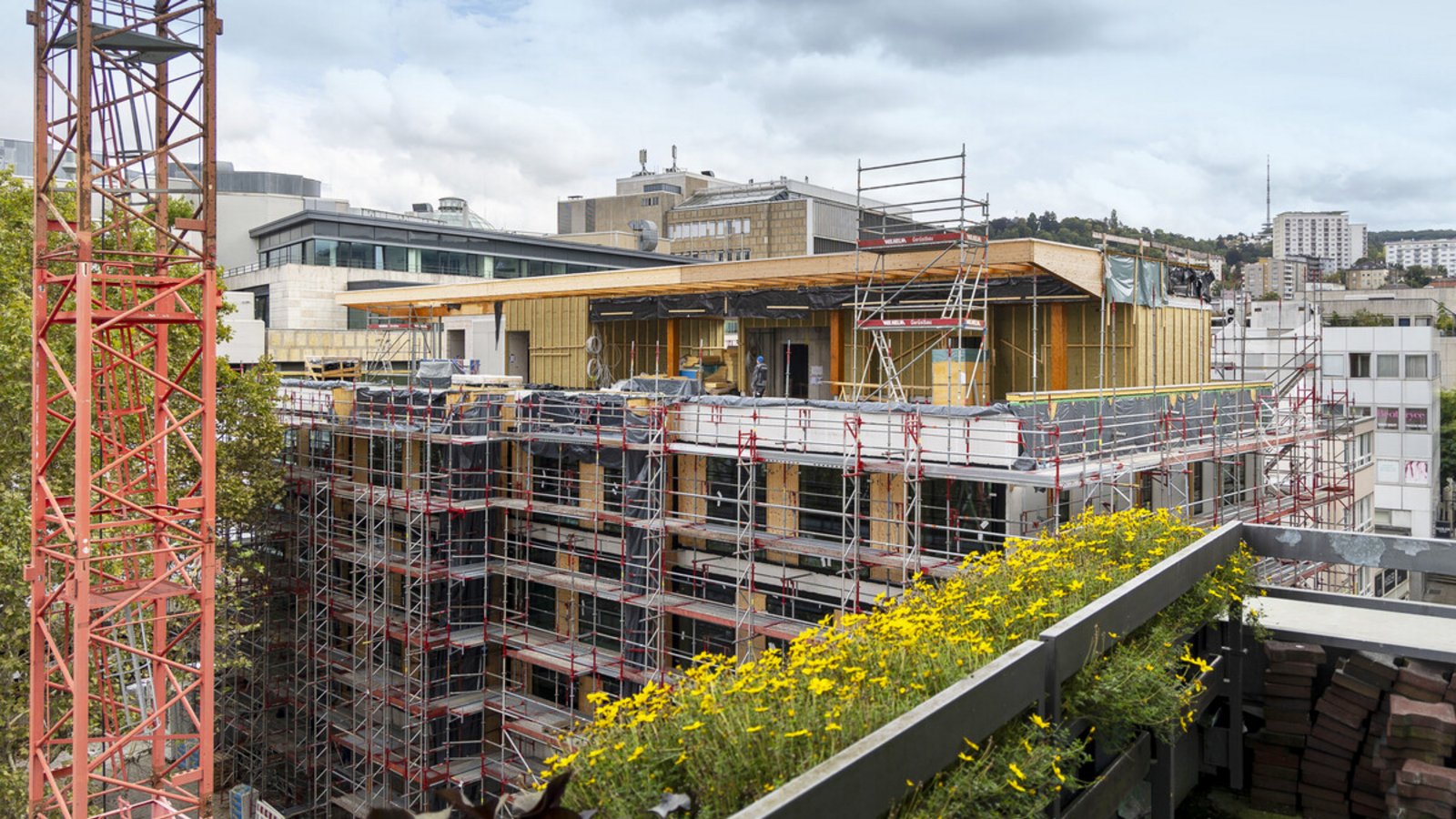 Der neue Tourismus-Tempel am Marktplatz erhält eine Holzfassade. Eröffnet werden könnte bis Mai 2025.Foto: Lichtgut/Leif Piechowski Der neue Tourismus-Tempel am Marktplatz erhält eine Holzfassade. Eröffnet werden könnte bis Mai 2025.Foto: Lichtgut/Leif Piechowski
