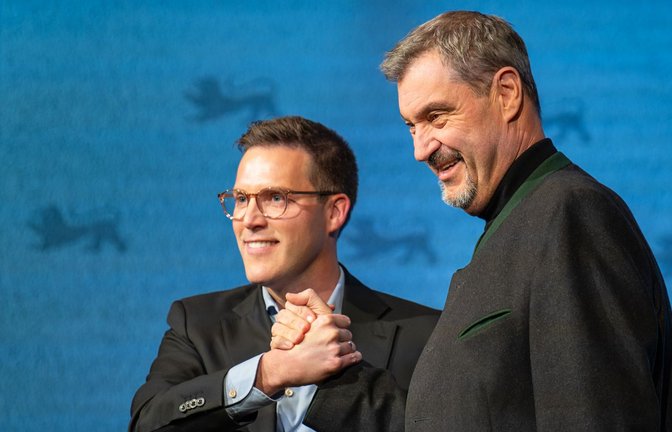 Wahlkampfhilfe für Hagel (links): Markus Söder, CSU<span class='image-autor'>Foto: Silas Stein/dpa</span>