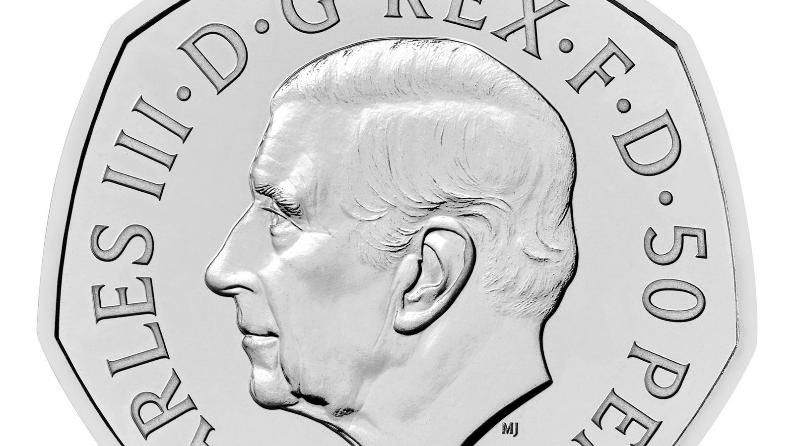 Die Vorderseite der neuen 50-Pence-Münze zeigt das Porträt von König Charles III.Foto: The Royal Mint/PA Media/dpa