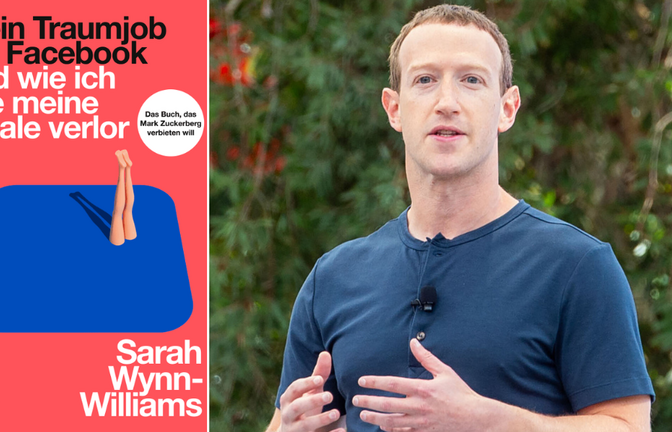 Mark Zuckerberg (r.) bzw. der Meta-Konzern gingen juristisch gegen Sarah Wynn-Williams' Buch vor.<span class='image-autor'>Foto: Verlag Kiepenheuer & Witsch und picture alliance/dpa | Andrej Sokolow</span>