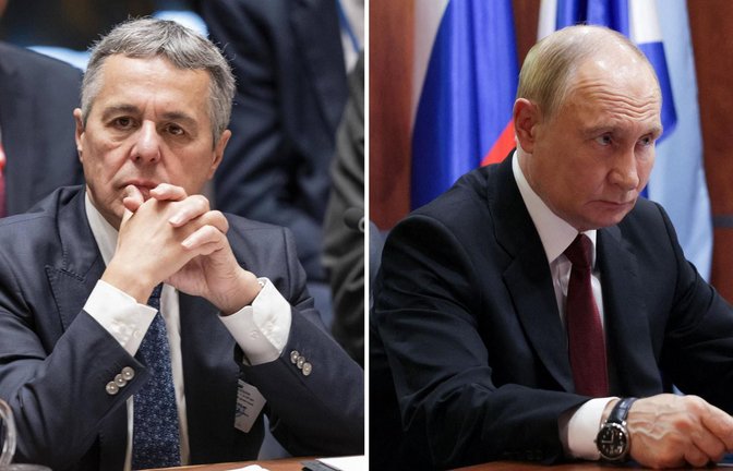 Der Schweizer Außenminister Cassis würde Kreml-Chef Putin bei einem Besuch „Immunität“ gewähren. (Archivbild)<span class='image-autor'>Foto: IMAGO/ZUMA Press Wire/IMAGO/Lev Radin (li.)/SPUTNIK / AFP (re.)</span>