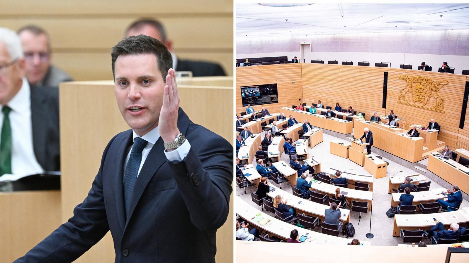 Am meisten ermahnt werden musste im Landtag von Baden-Württemberg die AfD-Fraktion – doch auch der CDU-Landeschef Manuel Hagel (links) wurde mehrfach zur Ordnung gerufen.Foto: Bernd Weißbrod/dpa/ Imago/Arnulf Hettrich