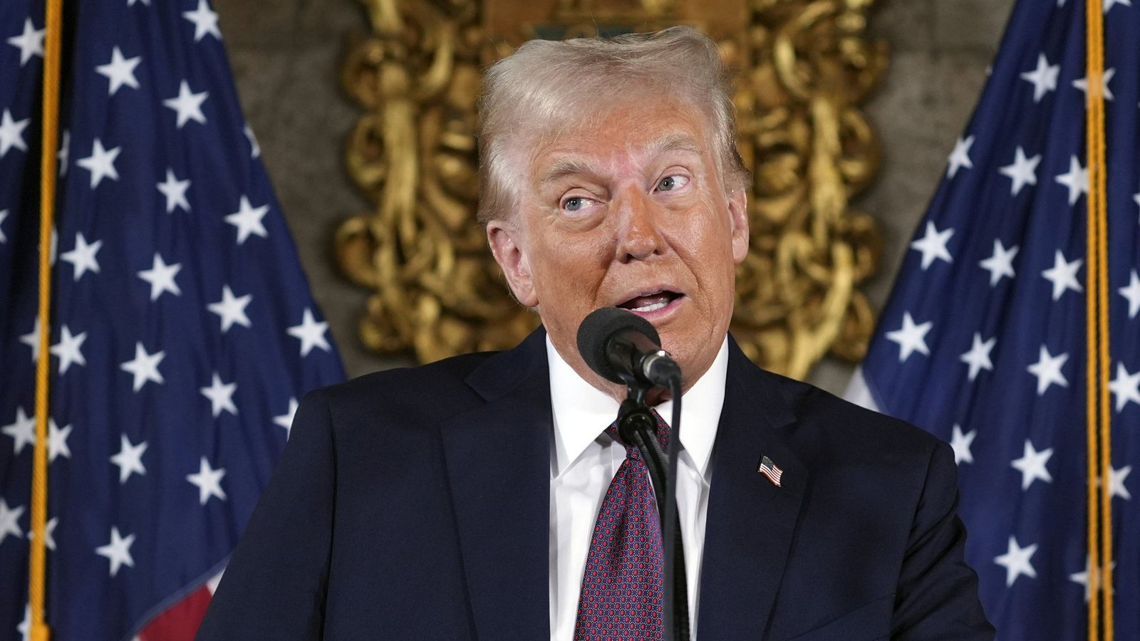 Donald Trump bei seiner Pressekonferenz in Mar-a-Lago.Foto: dpa/Evan Vucci Donald Trump bei seiner Pressekonferenz in Mar-a-Lago.Foto: dpa/Evan Vucci