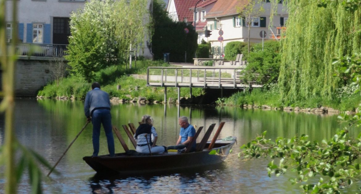 Stocherkahn auf der Enz in Vaihingen Testlauf für die Saison 2026 Enz Kaltenstein Tourismus Freizeit Naturerlebnis Gartenschau