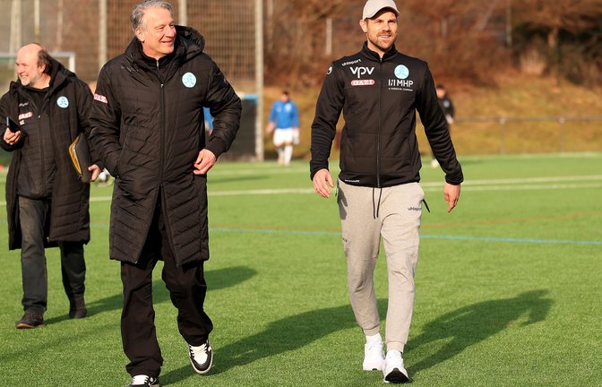 Lutz Siebrecht und Trainer Marco Wildersinn (re.): Mit Selbstvertrauen in die restlichen 14 Regionalligaspiele.<span class='image-autor'>Foto: Baumann/Alexander Keppler</span>