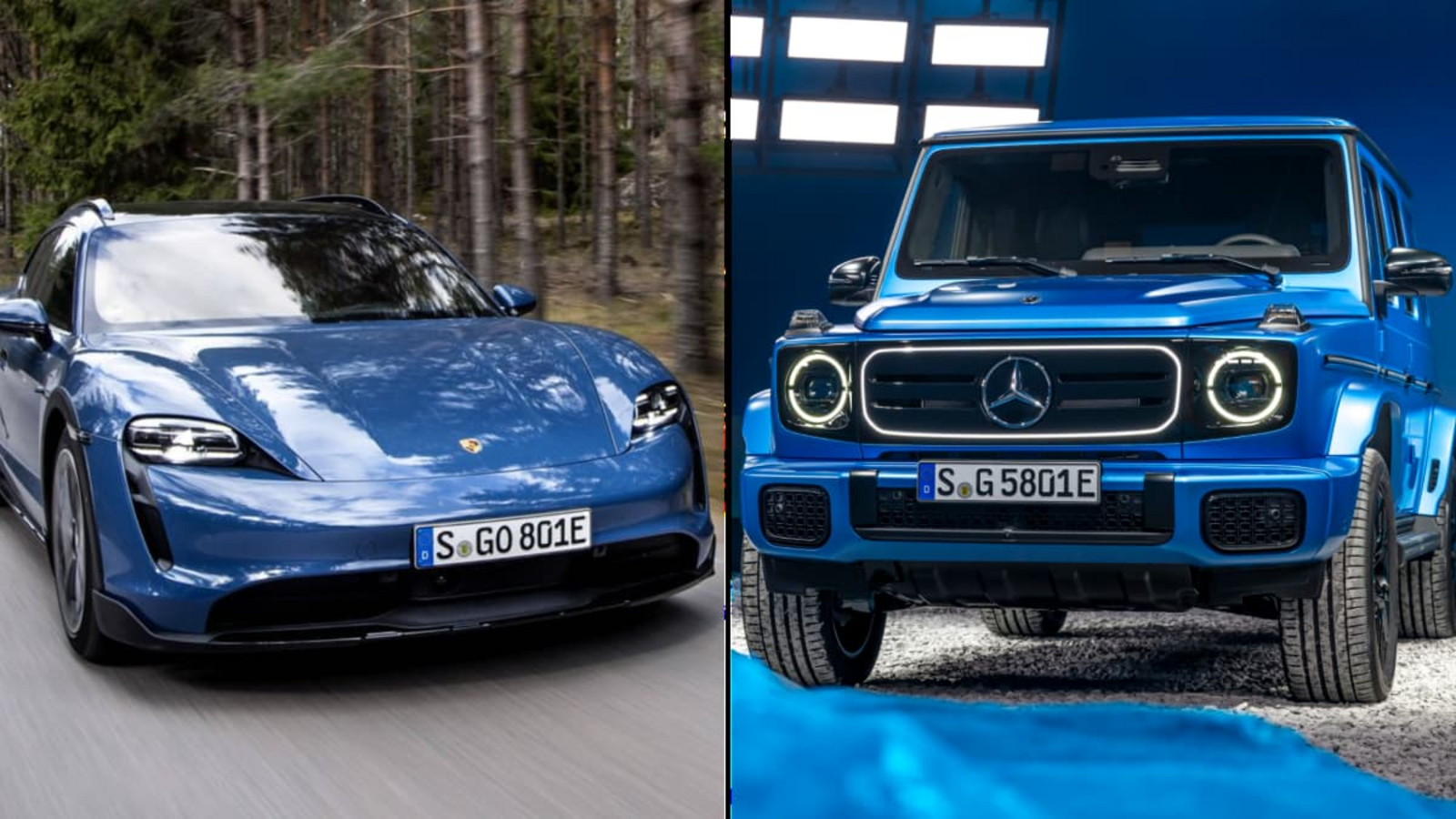 Porsche Taycan (links), Mercedes G-Klasse: Auch Käufe oder Leasings dieser hochpreisigen E-Autos können gefördert werden.www.imago-images.de, Mercedes-Benz AG Porsche Taycan (links), Mercedes G-Klasse: Auch Käufe oder Leasings dieser hochpreisigen E-Autos können gefördert werden.www.imago-images.de, Mercedes-Benz AG