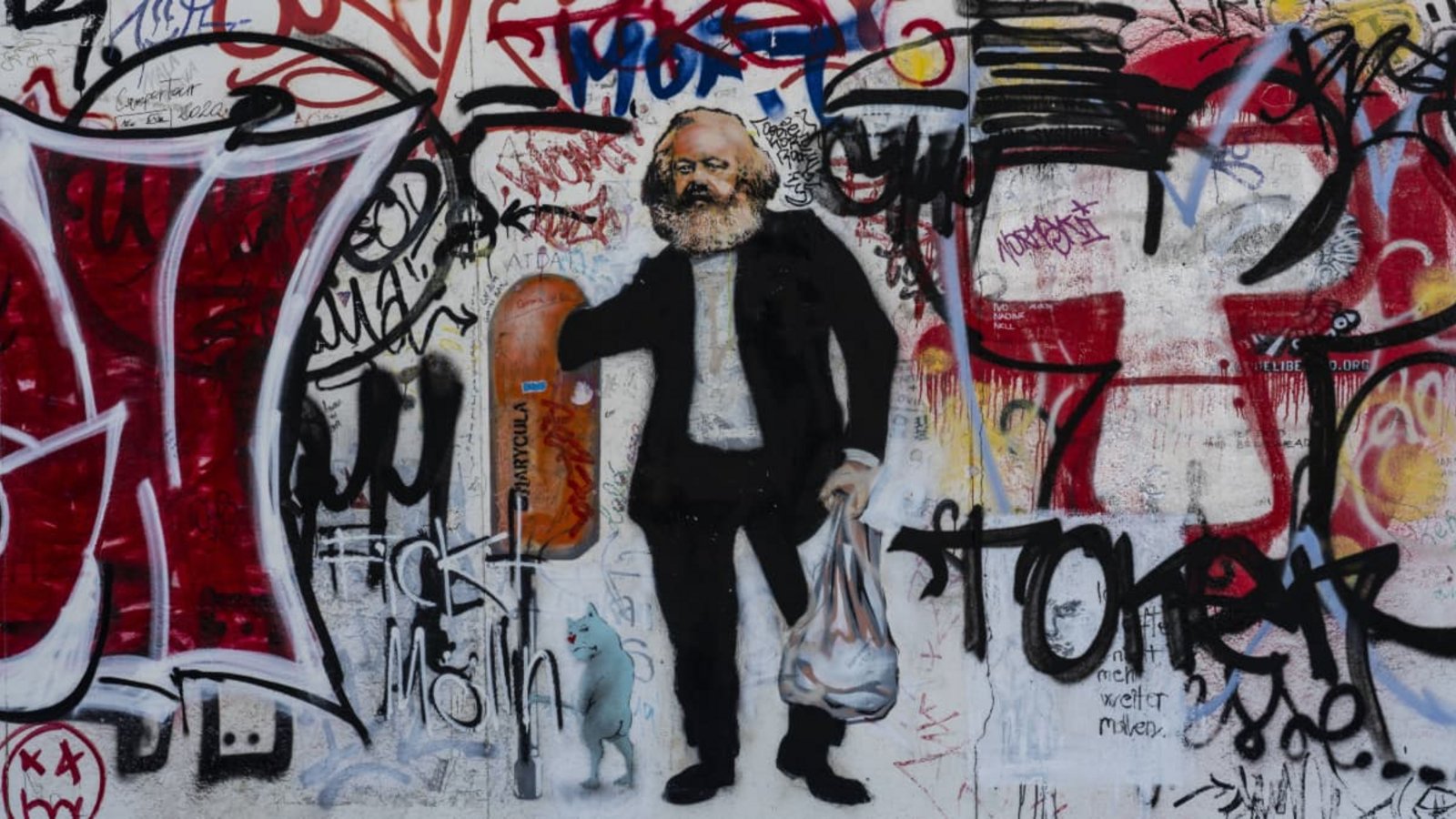 Karl Marx auf einem Wandbild als Flaschensammler an der ehemaligen DDR-Grenzmauer an der Mühlenstraße in Berlin-Friedrichshain (Archivfoto).Imago/Hohlfeld Karl Marx auf einem Wandbild als Flaschensammler an der ehemaligen DDR-Grenzmauer an der Mühlenstraße in Berlin-Friedrichshain (Archivfoto).Imago/Hohlfeld