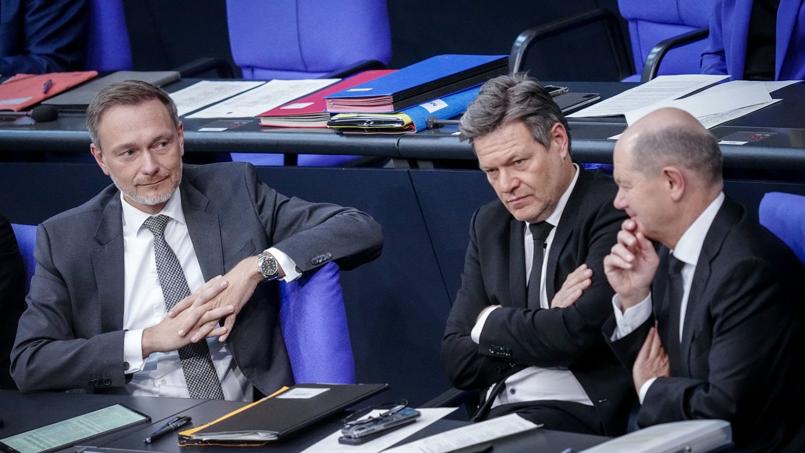 Die drei wichtigsten Entscheider in der Ampelkoalition: Christian Lindner, Robert Habeck und Olaf Scholz (von li.).Foto: dpa/Kay Nietfeld