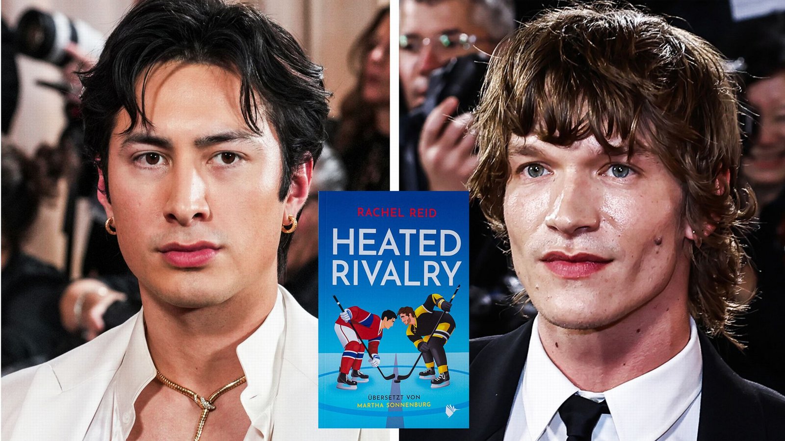 Sie sind durch die Verfilmung von „Heated Rivalry“ ganz schön berühmt geworden: Hudson Williams (l.) und Connor Storrie.Foto: dpa/picture alliance