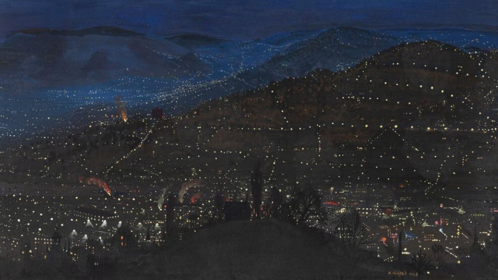 In der Galerie Andreas Henn in Stuttgart zu bestaunen: Reinhold Nägele, Stuttgart bei Nacht, 1938Foto: Reinhold Nägele, VG Bild-Kunst In der Galerie Andreas Henn in Stuttgart zu bestaunen: Reinhold Nägele, Stuttgart bei Nacht, 1938Foto: Reinhold Nägele, VG Bild-Kunst